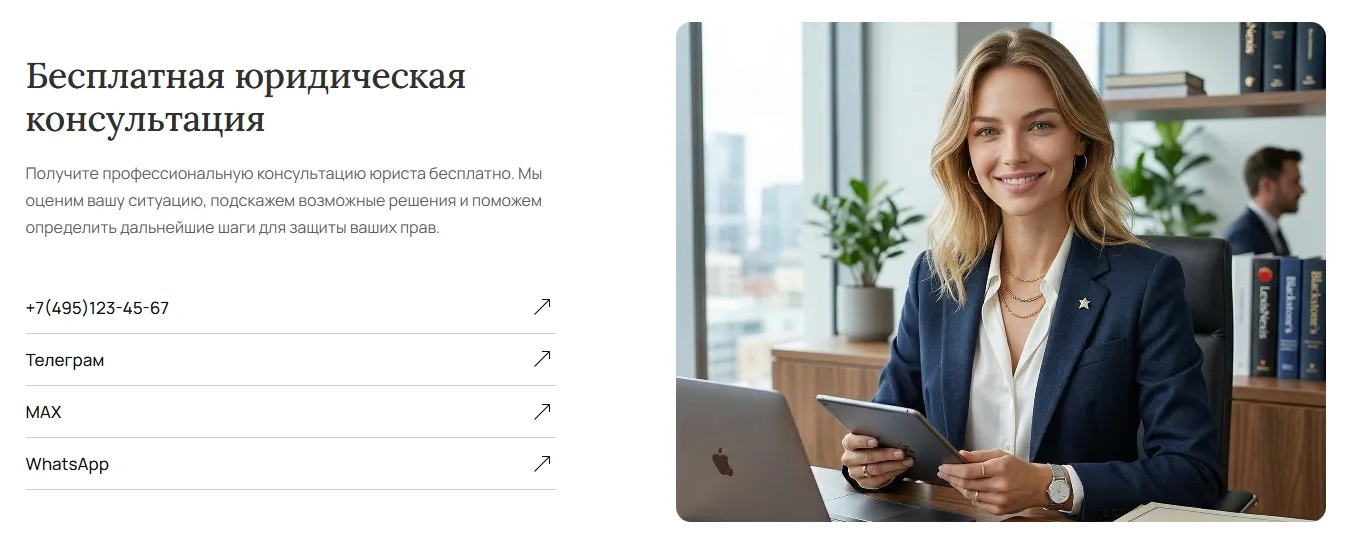 Раздел Контакты