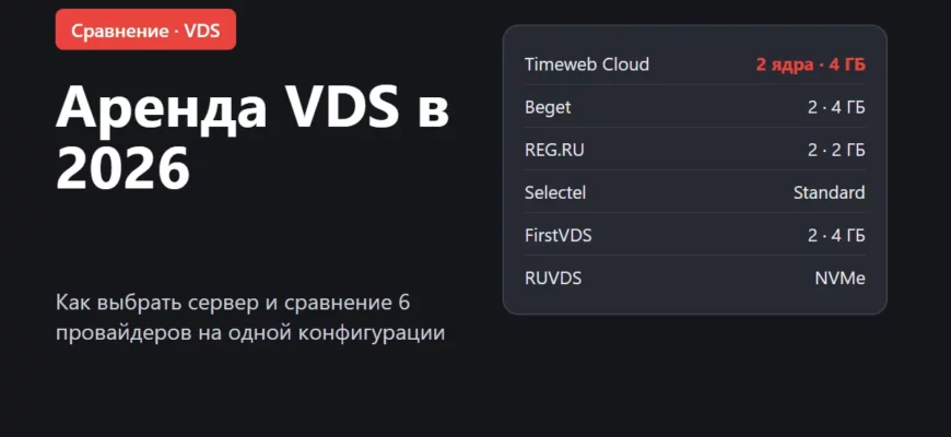 Обложка: аренда VDS, сравнение провайдеров 2026