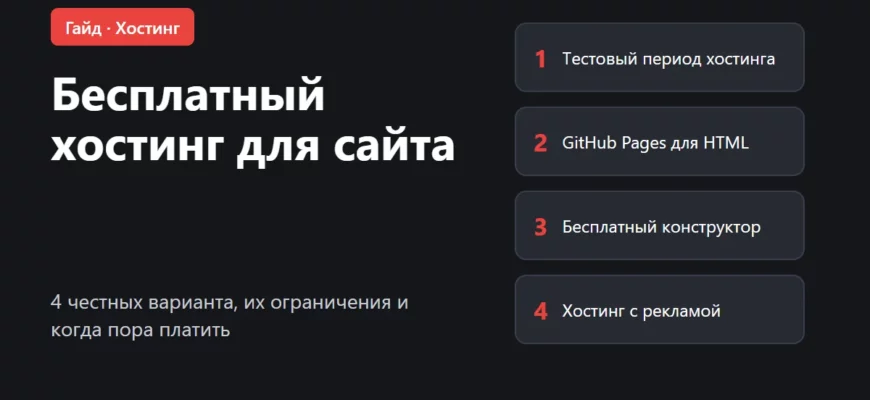 Обложка: бесплатный хостинг для сайта, 4 честных варианта