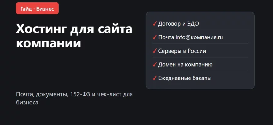 Обложка: хостинг для сайта компании, почта, документы и 152-ФЗ