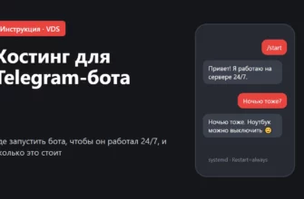 Обложка: хостинг для Telegram-бота, бот работает на сервере 24/7
