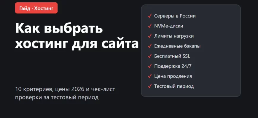 Обложка: как выбрать хостинг для сайта, 10 критериев и чек-лист