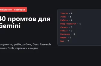 Обложка: 40 промтов для Gemini — работа, учёба, Deep Research, Canvas