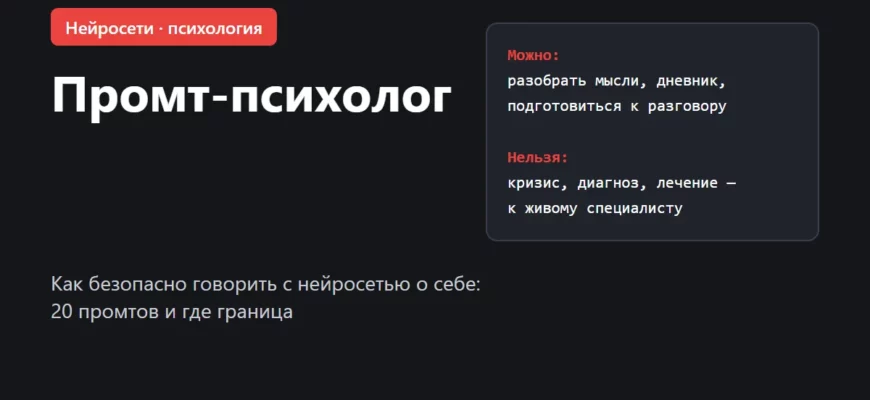 Обложка: промт-психолог — как безопасно говорить с нейросетью о себе
