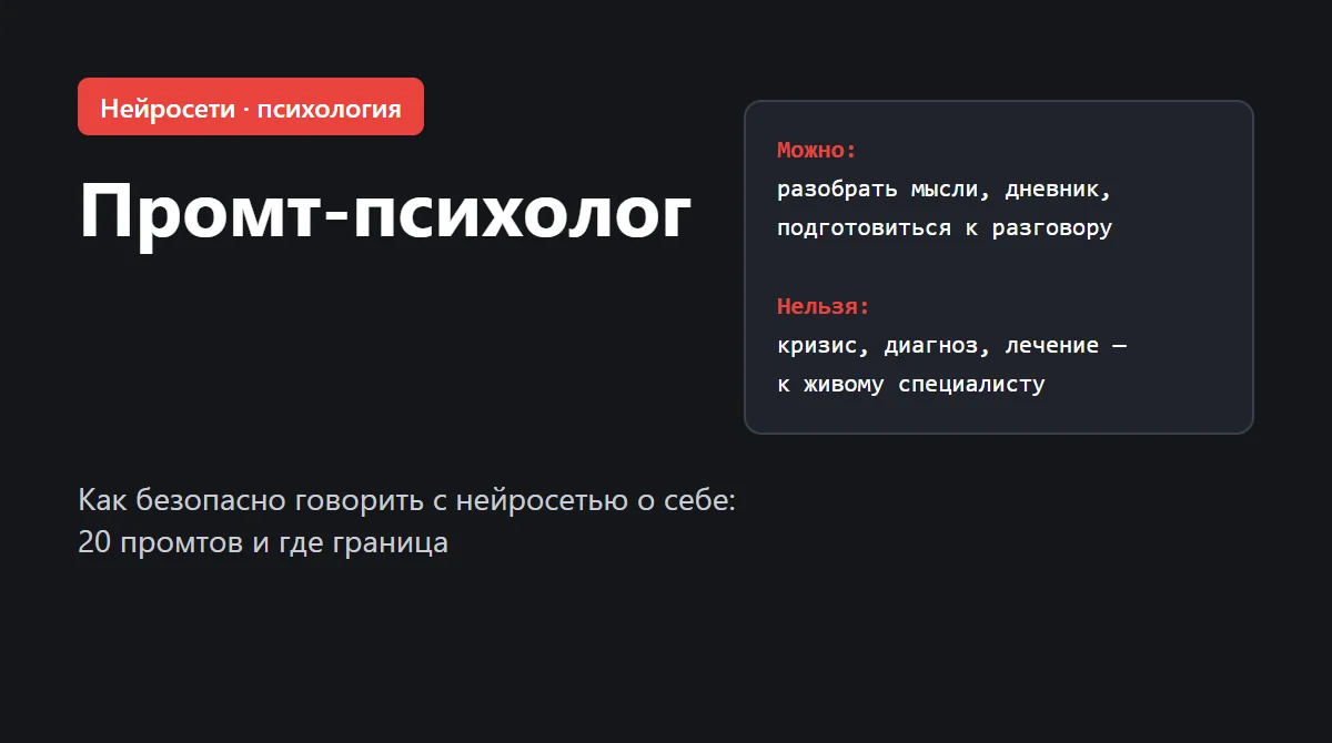 Обложка: промт-психолог — как безопасно говорить с нейросетью о себе